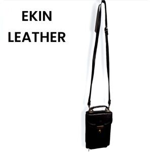 EKIN Vintage Crossbody Leather Bag Gender Neutral Shade Brown
